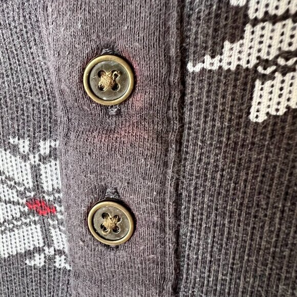 Hearth & Hand Top Womens SZ Medium Gray Fair Isle Long Sleeve 1/4 Button Casual - Picture 8 of 16